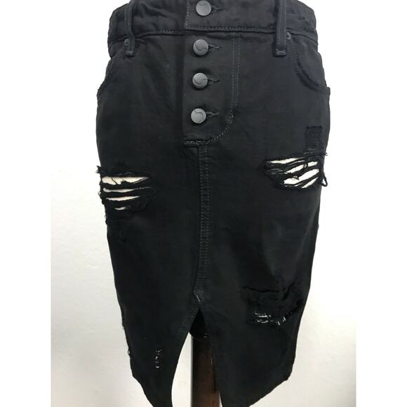 Joe's Jeans Distressed Frayed Stretch Button Fly Denim Skirt - Picture 6 of 9